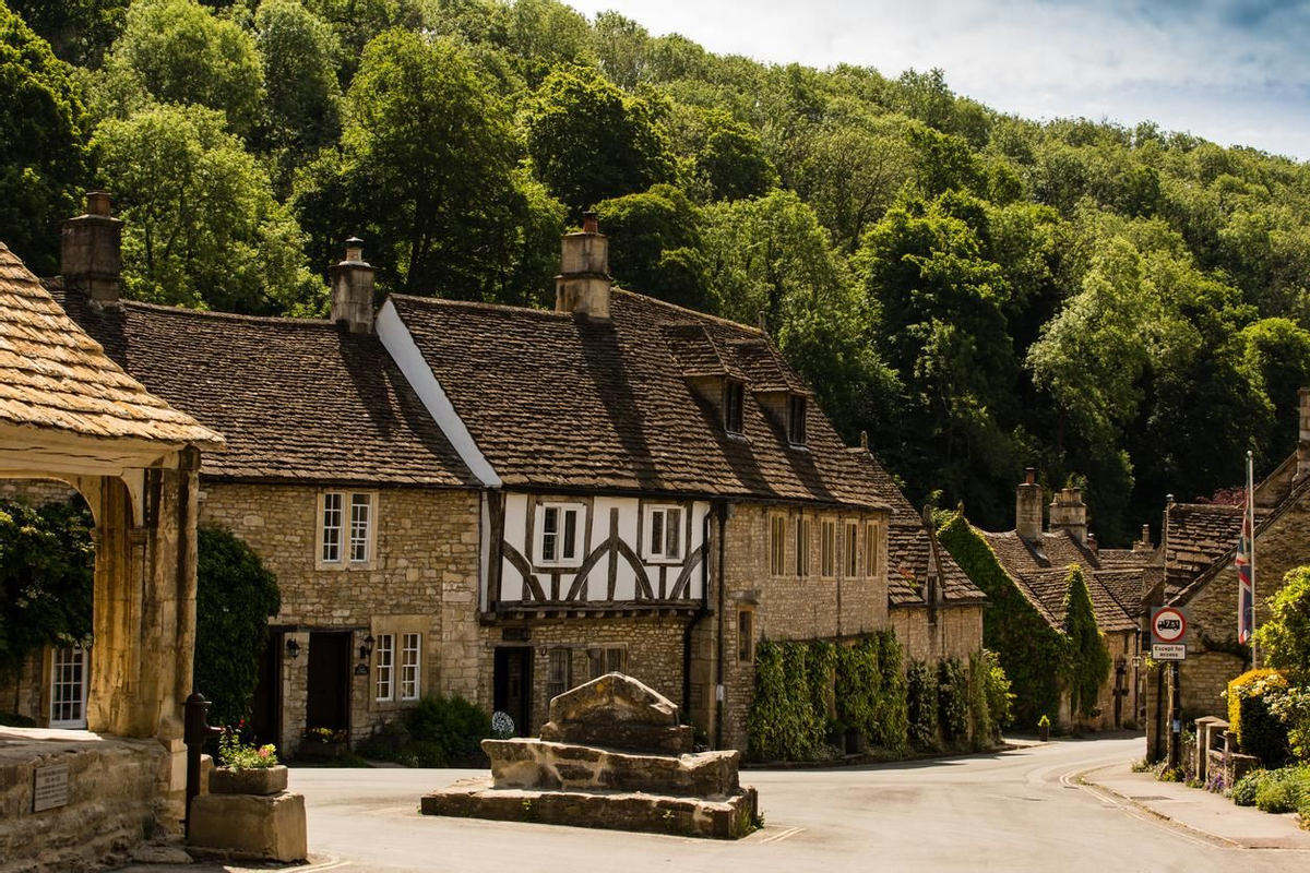 Zona conocida como Market Cross, en Castle Combe.