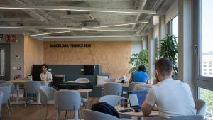 Coworking y aceleradora Barcelona Finance Hub, operado por Aticco en la antigua Bolsa de Barcelona en el paseo de Gràcia