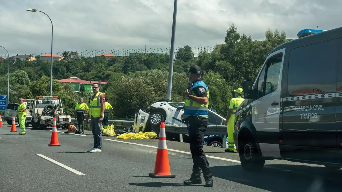Dos colisiones en la AP-9, en el tramo entre A Coruña y O Burgo, se saldan con nueve vehículos accidentados