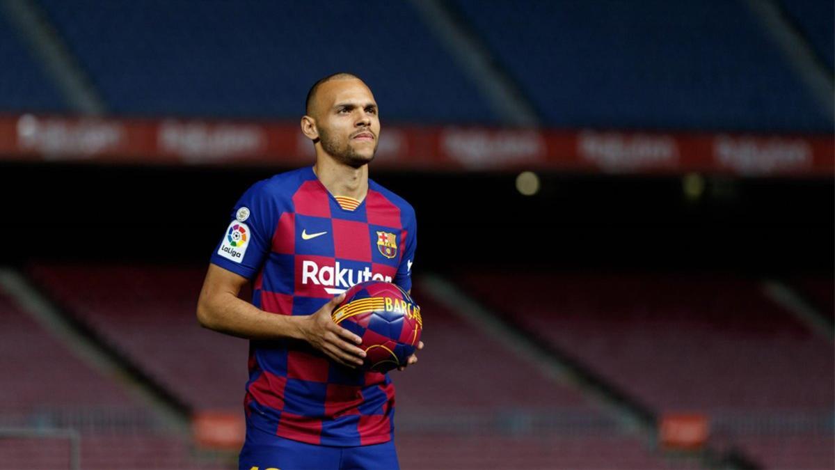 Braithwaite, en el día de su presentación con el FC Barcelona