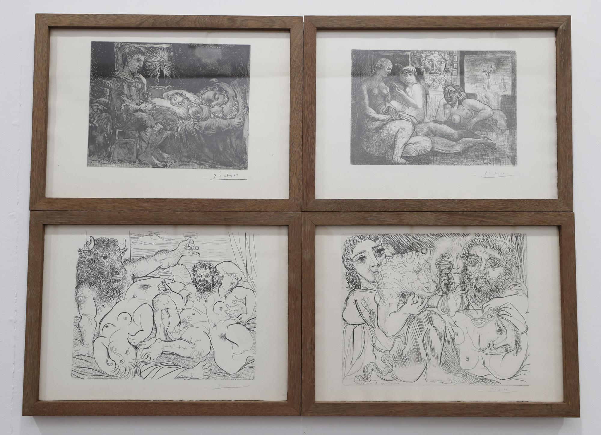 Pablo Picasso, Marcel Vertés, Manuel Colmeiro y Luis Seoane, en la Casa das Artes