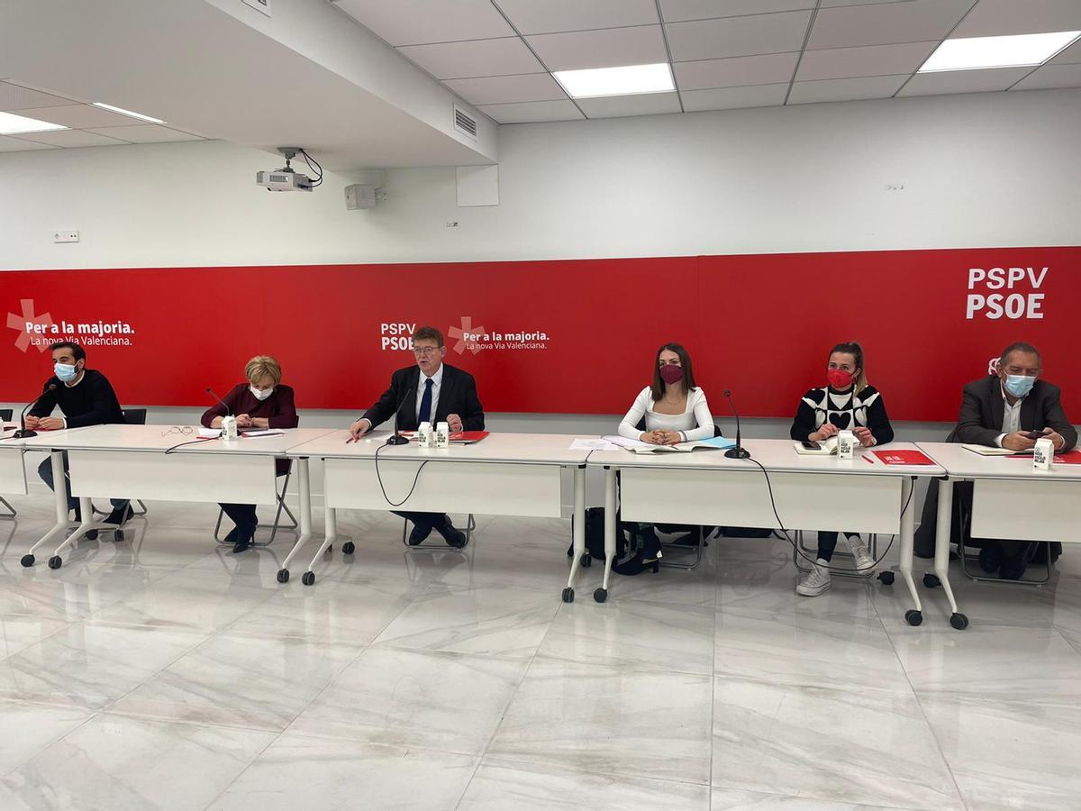 Reunión de la Comisión Ejecutiva del PSPV en su sede de València el pasado lunes.
