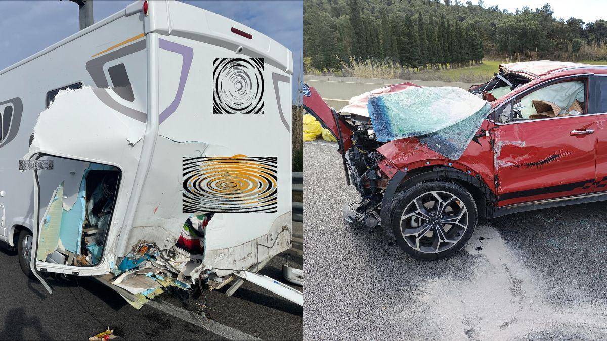 Vehicles implicats en el xoc a l'AP-7 a Capmany