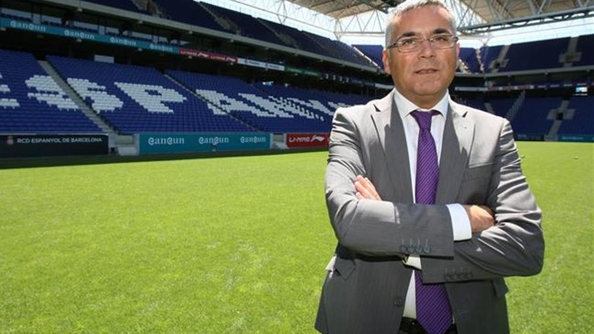 Joan Collet, en el estadio blanquiazul.