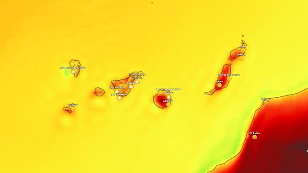 Mapa de temperaturas de Canarias