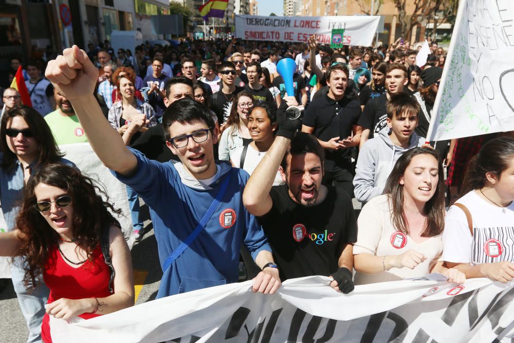 En la segunda de las dos jornadas de huelga, los jóvenes de la capital protagonizan una marcha hasta el Rectorado