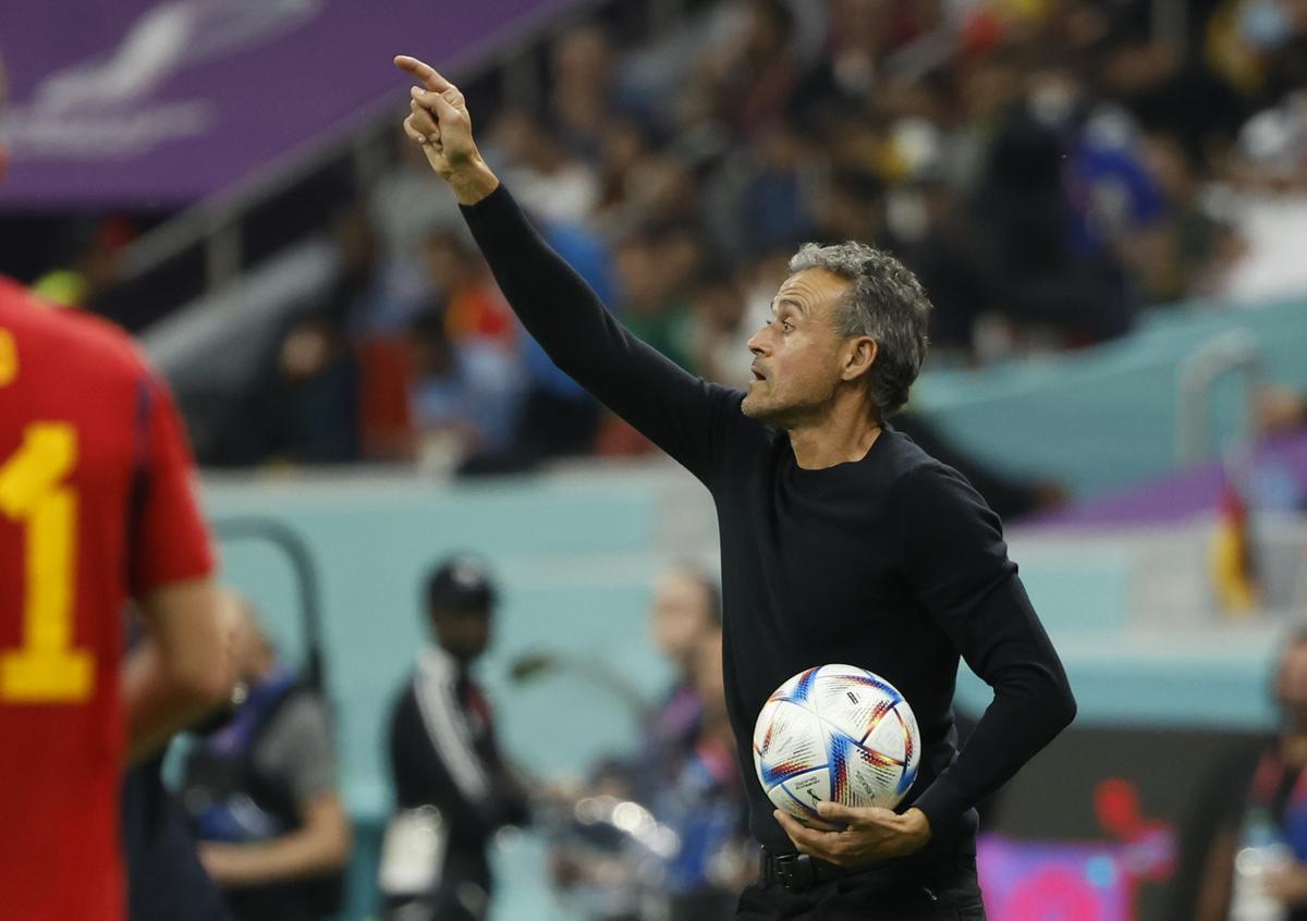 Luis Enrique, seleccionador español, durante un instante del partido frente a Alemania.