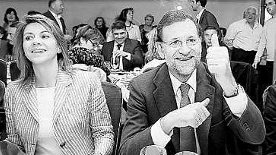 Dolores de Cospedal y Mariano Rajoy, en Puertollano (Ciudad Real).