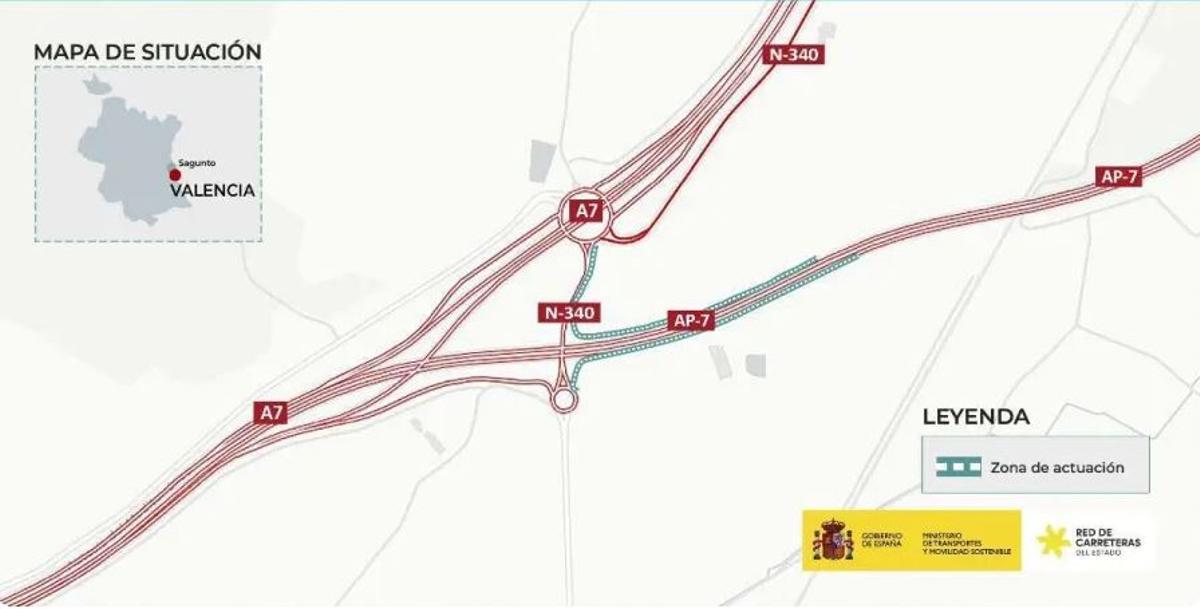 Mapa de la conexión prevista entre Sagunt y la autopista.