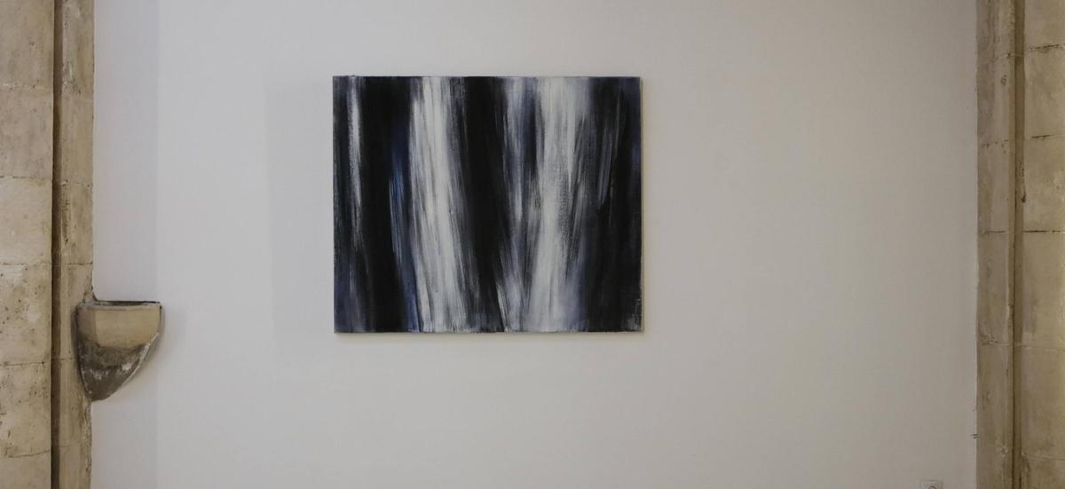 "Blauakzente" von Raimund Girke, Öl auf Leinwand.