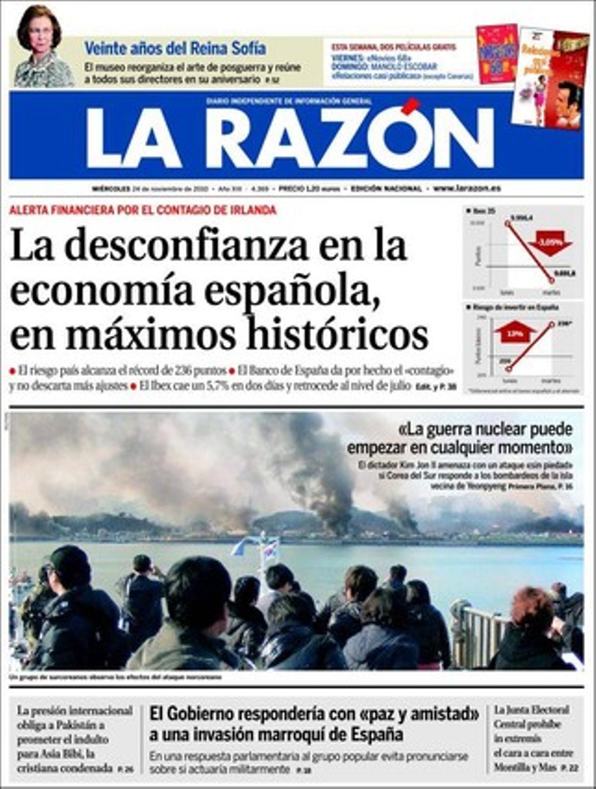 A dins ’La Razón’ destaca que el Govern tripartit va regularitzar 734 milions de deute un mes i mig abans del 28-N i que Catalunya és l’autonomia endeutada.