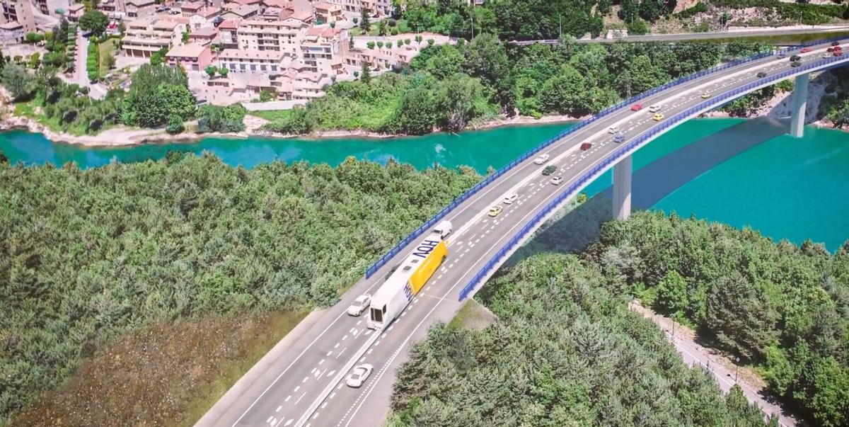 La simulació mostra com una màquina mou la tanca central del carril reversible