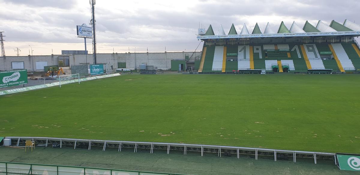 Estado del césped este jueves.