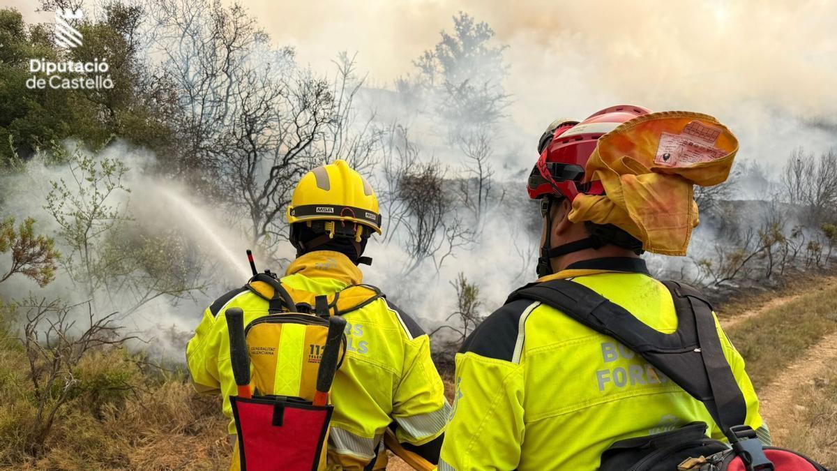 Efectivos desplazados hasta el incendio de Tírig.
