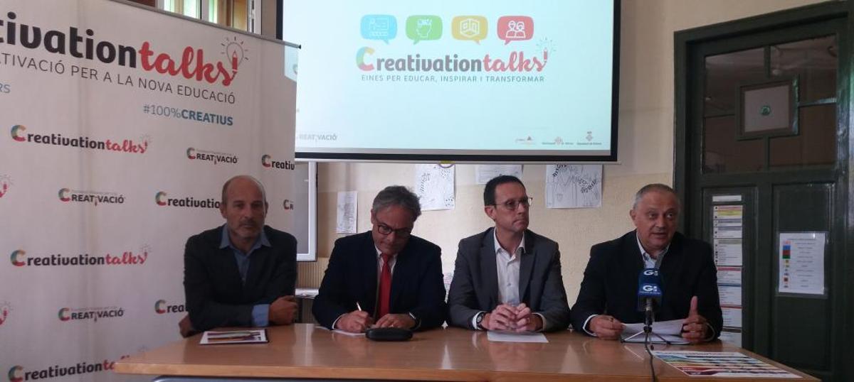 La presentació de la jornada, amb Miquel Àngel Oliva, Carles Ribas, Quim Arpí i Josep Lagares.