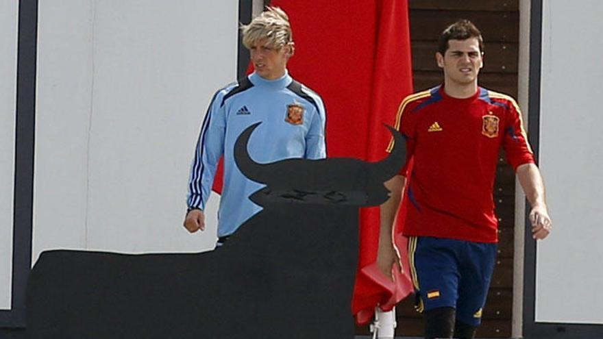 Torres y Casillas tras entrenarse.