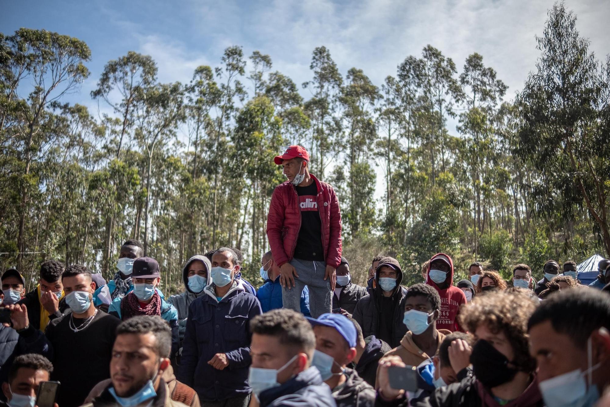 Protestas de migrantes en Las Raíces