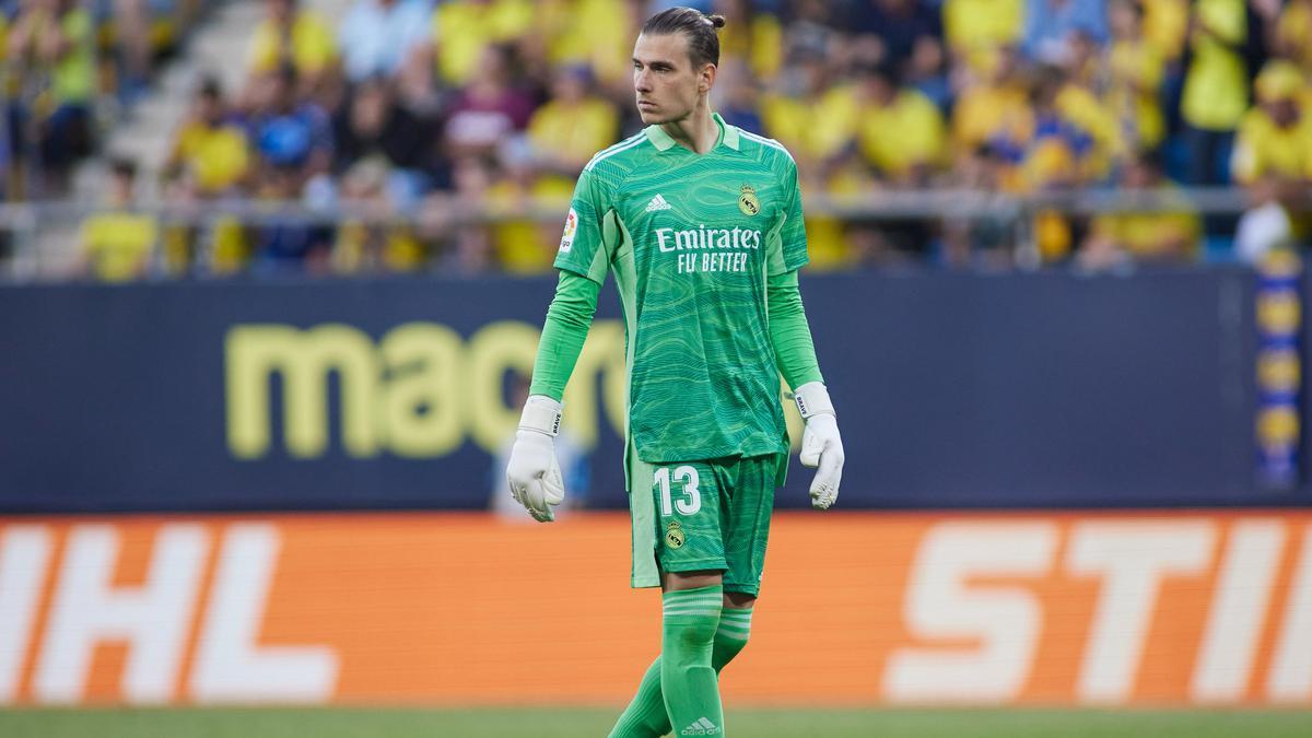 Lunin durante el partido ante el Cádiz