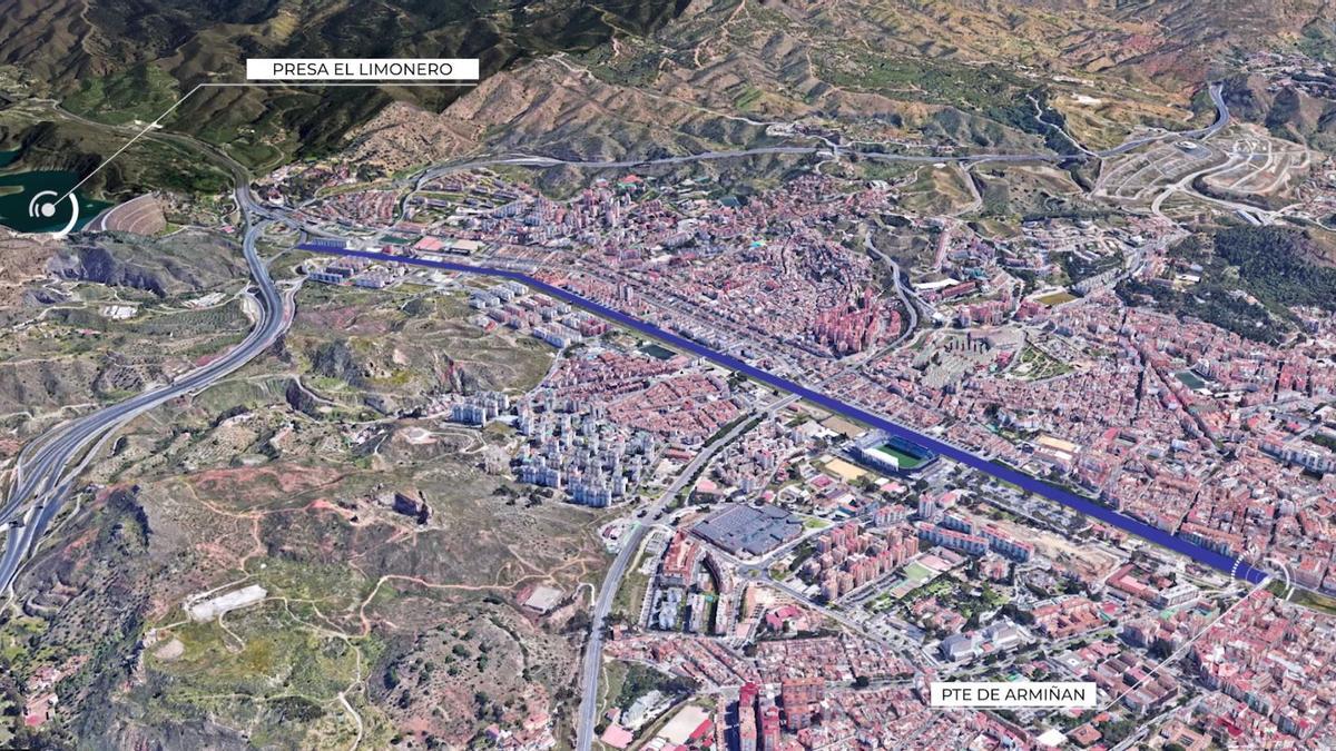El proyecto de arreglo del cauce del Guadalmedina ofrecerá un paseo hasta los Montes de Málaga.