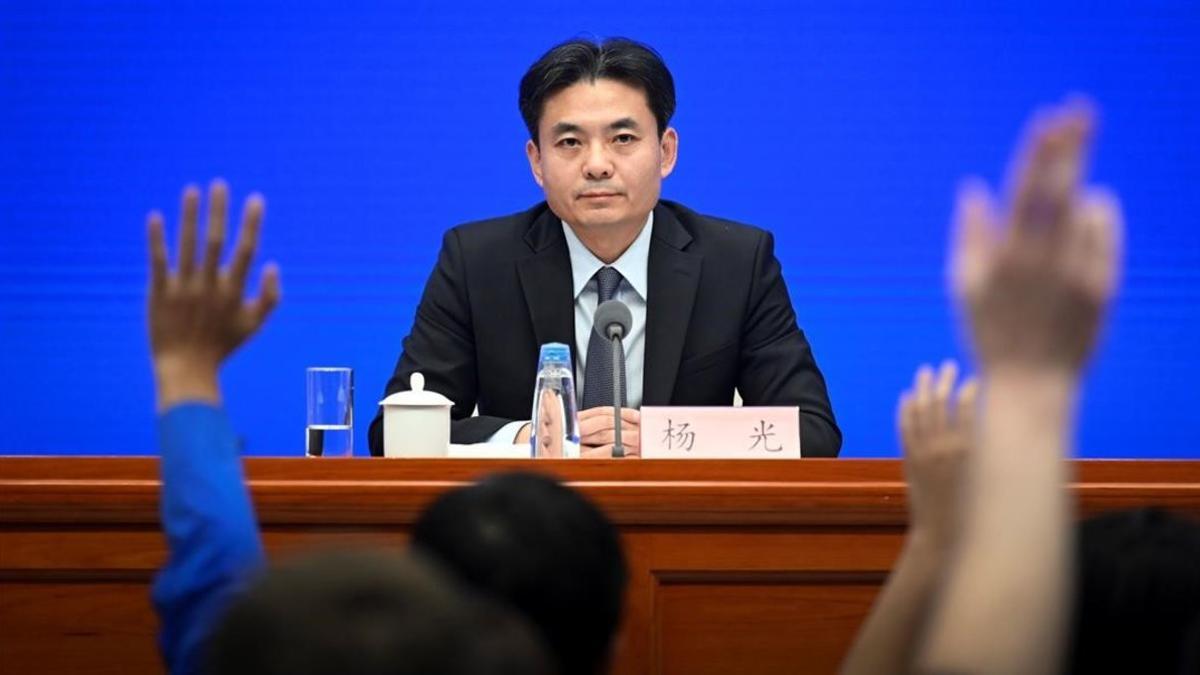 Yang Guang, portavoz de la Oficina de Asuntos de Hong Kong y Macao, durante la rueda de prensa.