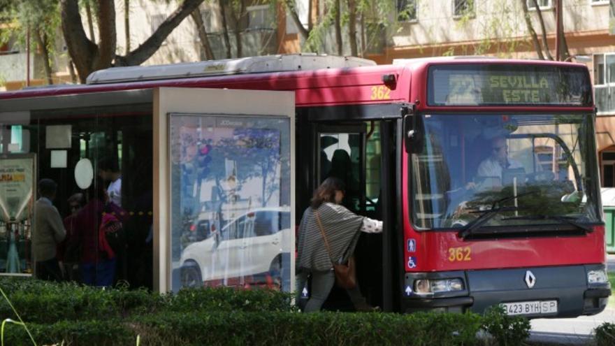 Una usuaria accede a un autobús. / Rafael León