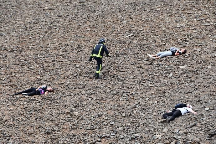 10/04/2019 SAN BARTOLOME DETIRAJANA. Simulacro accidente aéreo del Ejercito del Aire.  Fotógrafa: YAIZA SOCORRO.  | 10/04/2019 | Fotógrafo: Yaiza Socorro