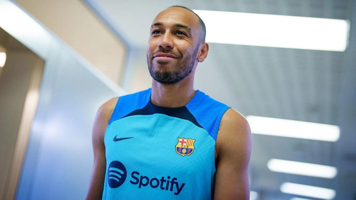 Aubameyang, a les instal·lacions del Barça de Sant Joan Despí