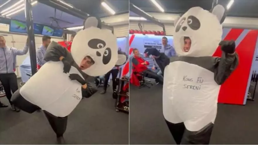 ¿Pero qué hace Marc Marquez? El piloto se disfrazó de Panda en el Gran Premio de Barcelona