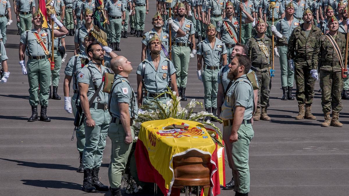 Funeral por el caballero legionario fallecido de un disparo durante las maniobras en Alicante en una imagen de archivo.