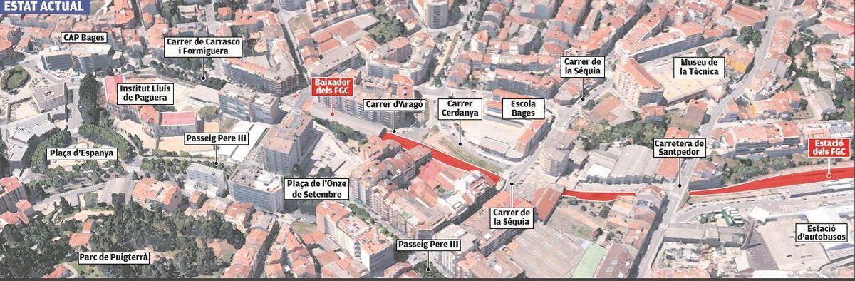 Estat actual del Baixador dels Catalans a Manresa