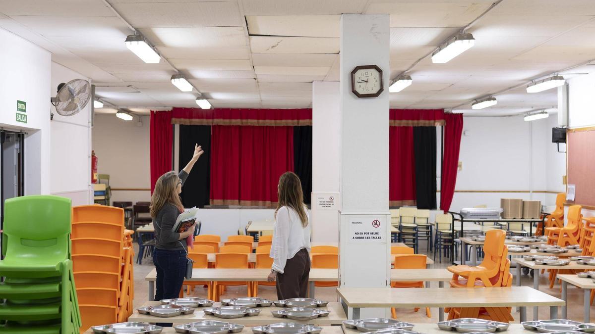 Comedor de la escuela Milagros Consarnau de L'Hospitalet, esta semana.