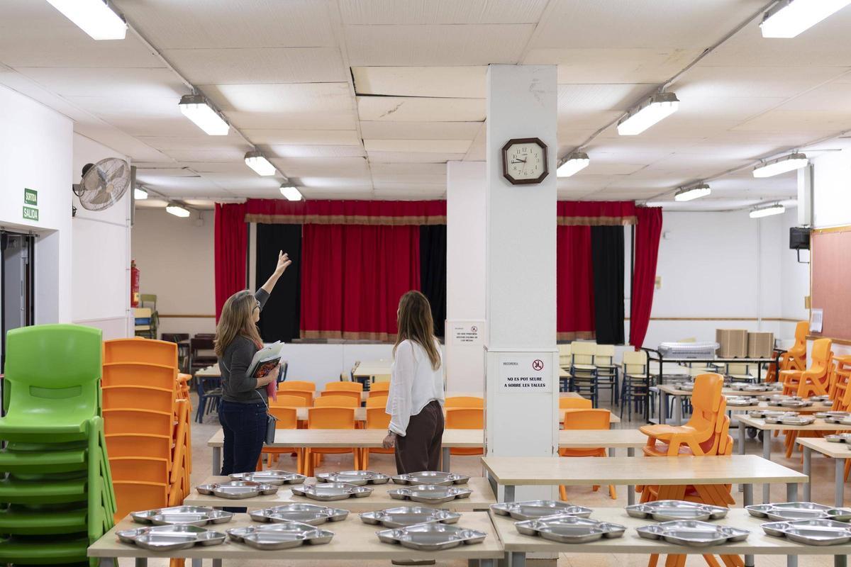 Comedor de la escuela Milagros Consarnau de L'Hospitalet, esta semana.