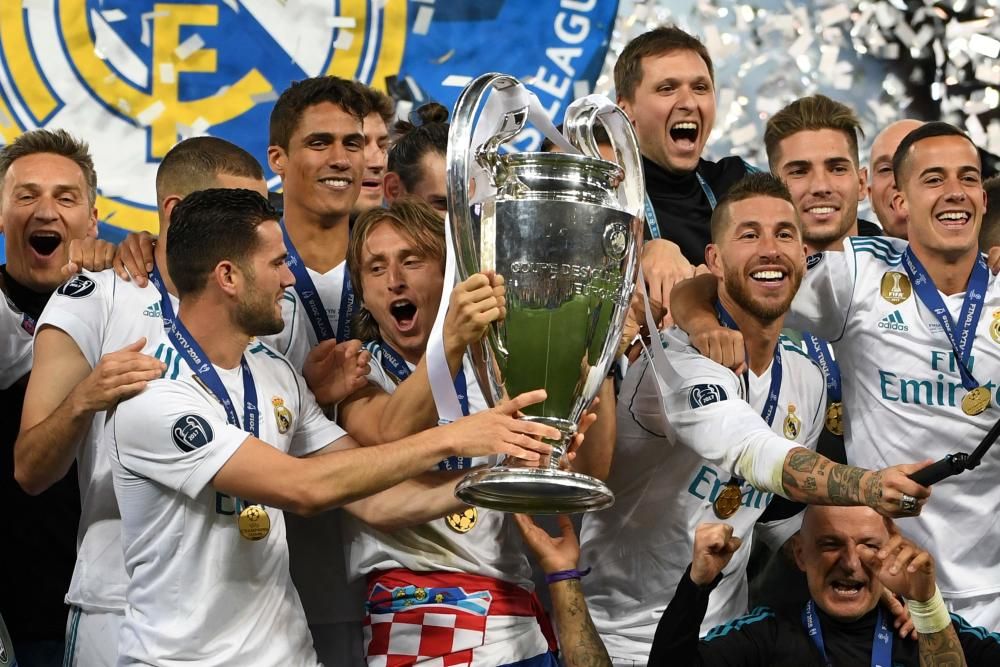 La celebración del Real Madrid tras ganar su decimotercera Copa de Europa en Kiev