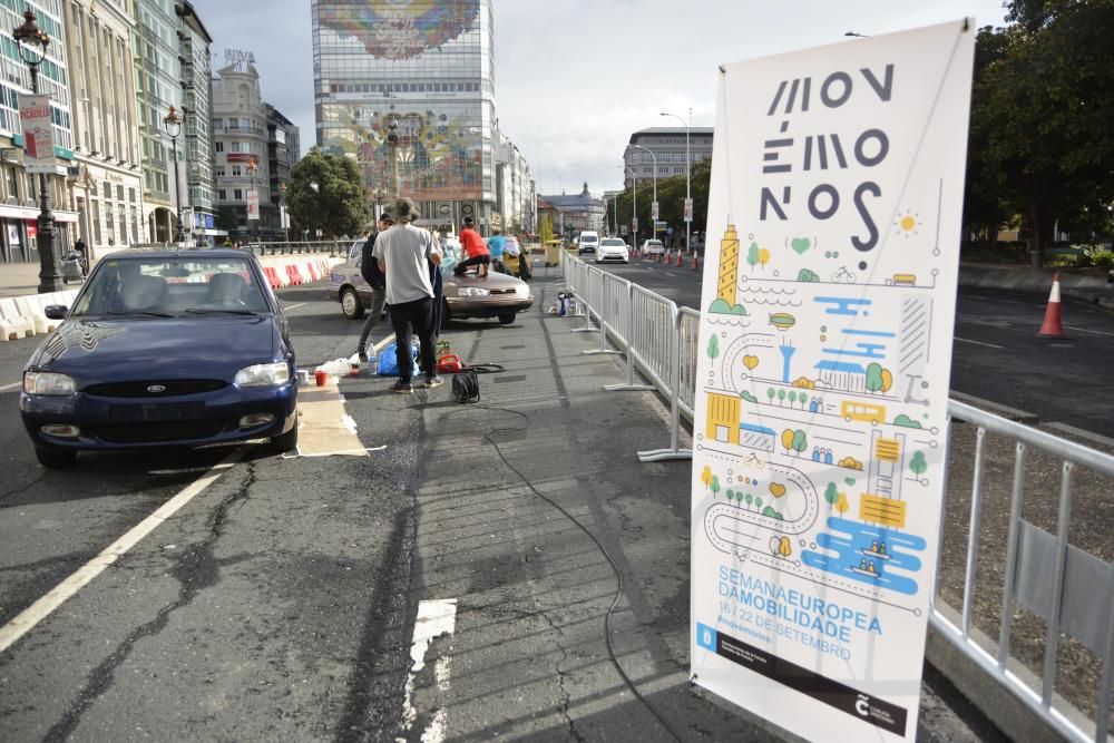 Grafitis en la semana de la movilidad de A Coruña