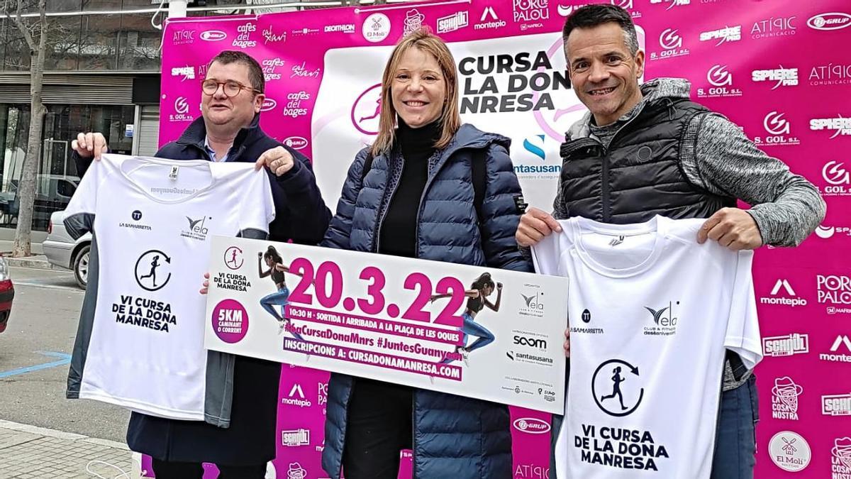 Toni Massegú, Cristina Cruz i Esteve Camps malden per tal que la sisena edició de la Cursa de la Dona aplegui un miler de participants