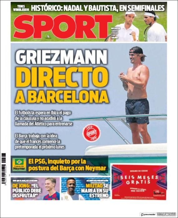 Portada SPORT jueves 11 julio 2019