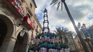 El 2d9fm de los Verds (Castellers de Vilafranca) en la Diada de les Neus