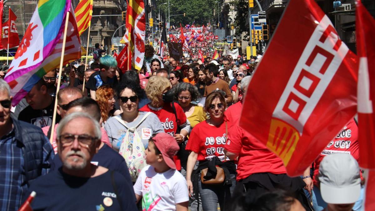 Manifestació dels sindicats a Barcelona durant l’1 de maig passat.  | ACN