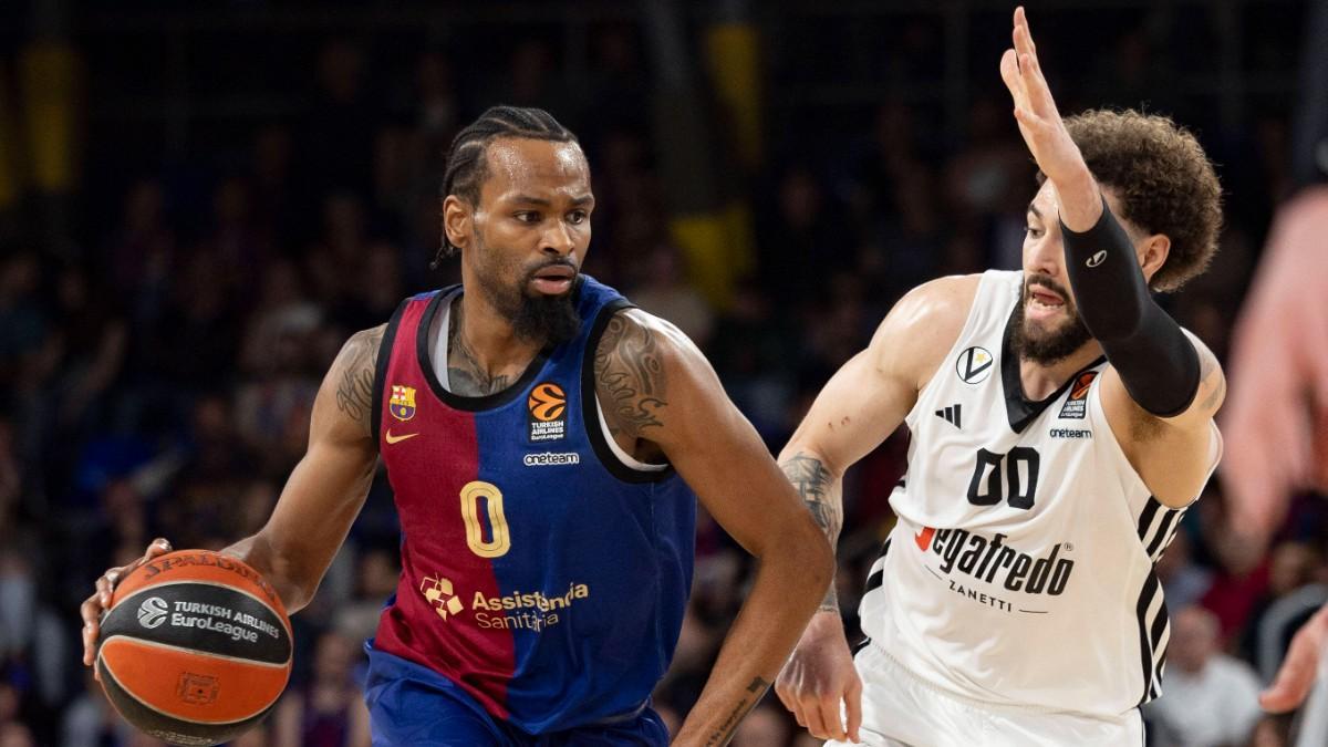 Isaïa Cordinier y Kevin Punter, en un Barça-Virtus de Euroliga