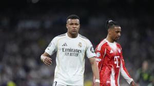 Kylian Mbappe of Real Madrid CF laments during the UEFA Champions League 2025/26 Quarter-finals First Leg match between Real Madrid C.F. and Bayern Munich at Bernabeu stadium on April 07, 2026, in Madrid, Spain. AFP7 07/04/2026 ONLY FOR USE IN SPAIN. Oscar J. Barroso / AFP7 / Europa Press;2026;SOCCER;SPAIN;SPORT;ZSOCCER;ZSPORT;Real Madrid C.F. v Bayern Munich - UEFA Champions League 2025/26 Quarter-finals First Leg
