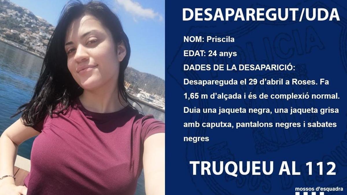Els Mossos d Esquadra han difos aquest 3 de maig del 2021 la imatge de la noia desapareguda a Roses demanant ajuda a la ciutadania per intentar localitzar-la (Horitzontal) Cedida pels Mossos d Esquadra ACN