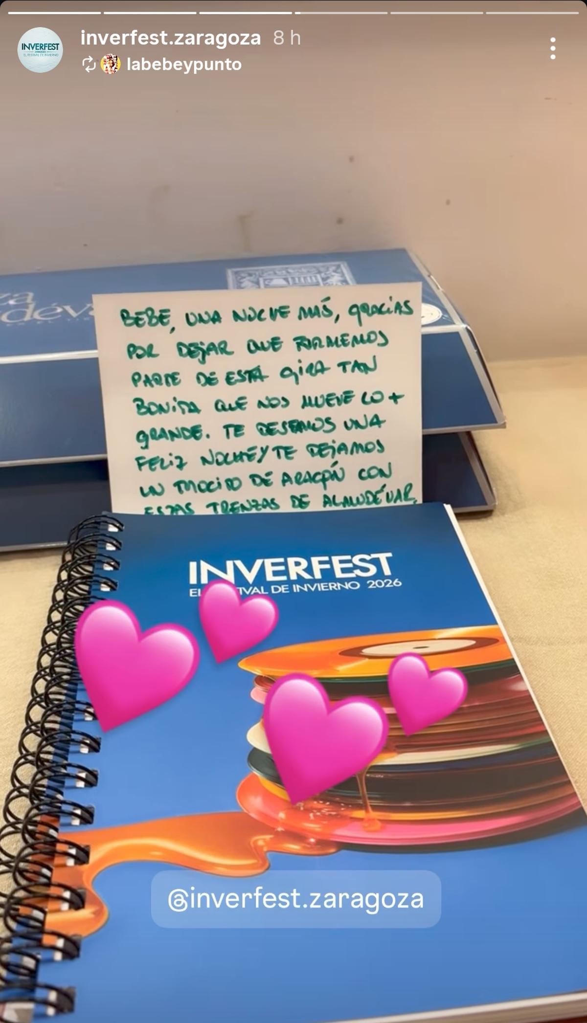 La publicación de Bebe en sus redes sociales.