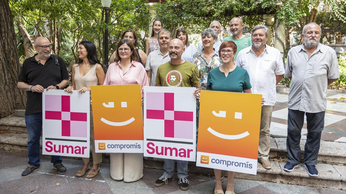 Txema Guijarro y Àgueda Micó en la presentación en junio de la candidatura Compromís-Sumar en Alicante.