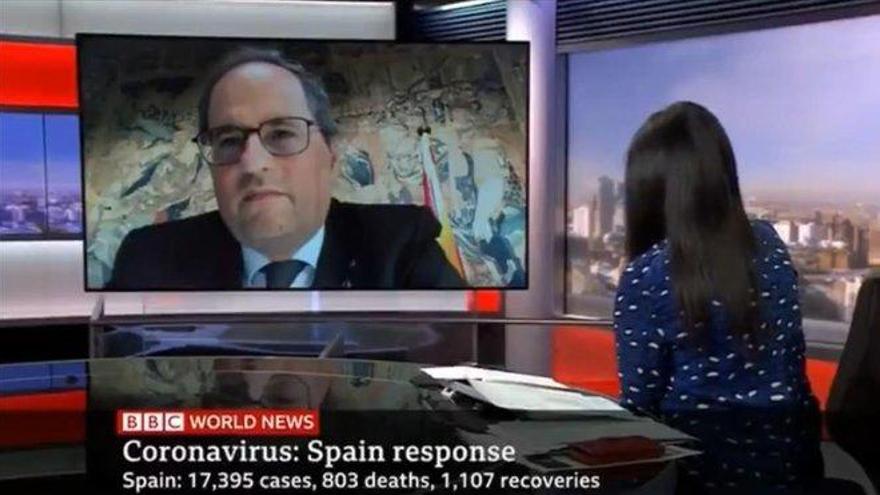 La mentira de Torra en la BBC sobre el confinamiento por el coronavirus