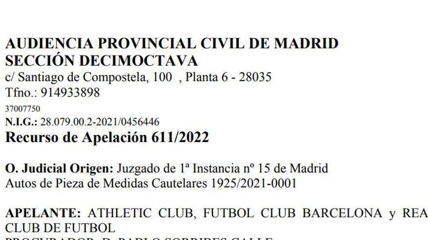 Denegades les mesures cautelars sol·licitades per Reial Madrid, FC Barcelona i Athletic Club contra LaLiga Impulso