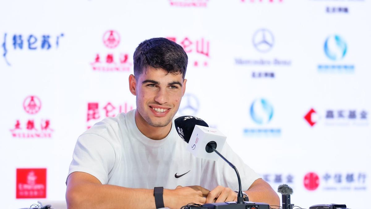 Carlos Alcaraz, en la rueda de prensa previa del China Open.