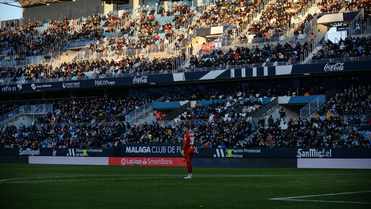 Imagen de La Rosaleda, durante el Málaga CF-Amorebieta.