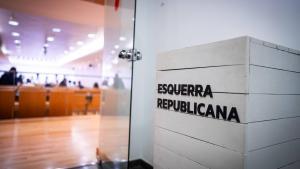 Imagen reciente de la sede de ERC antes de una comparecencia.