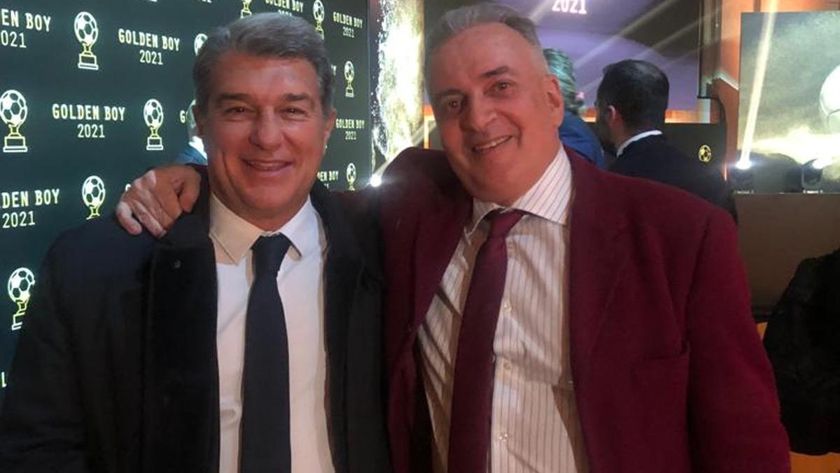 Laporta, junto a Massimo Franchi de Tuttosport