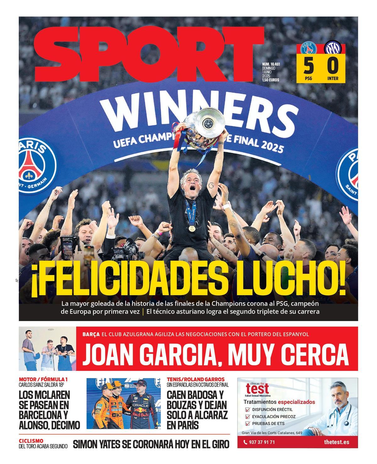 La portada de SPORT de hoy